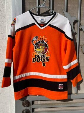 Vintage Disney Pluto Devil Dogs Hockey Jersey K9 Youth size XL 14-16 sewn